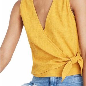 Texture & Thread Wrap-Tie Tank Top Yellow